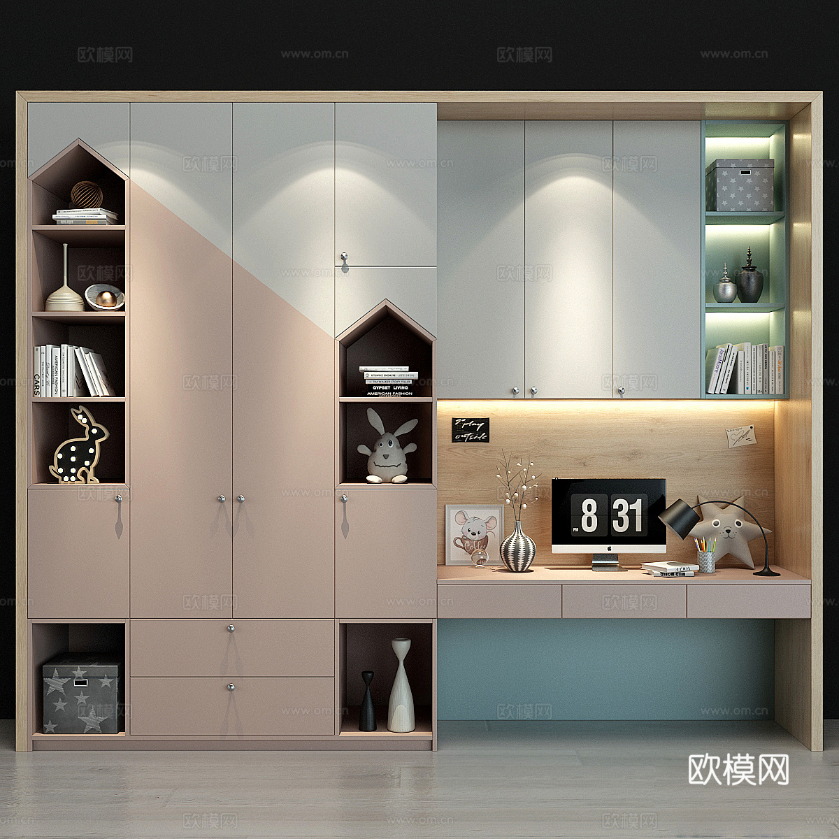 书桌组合柜3d模型