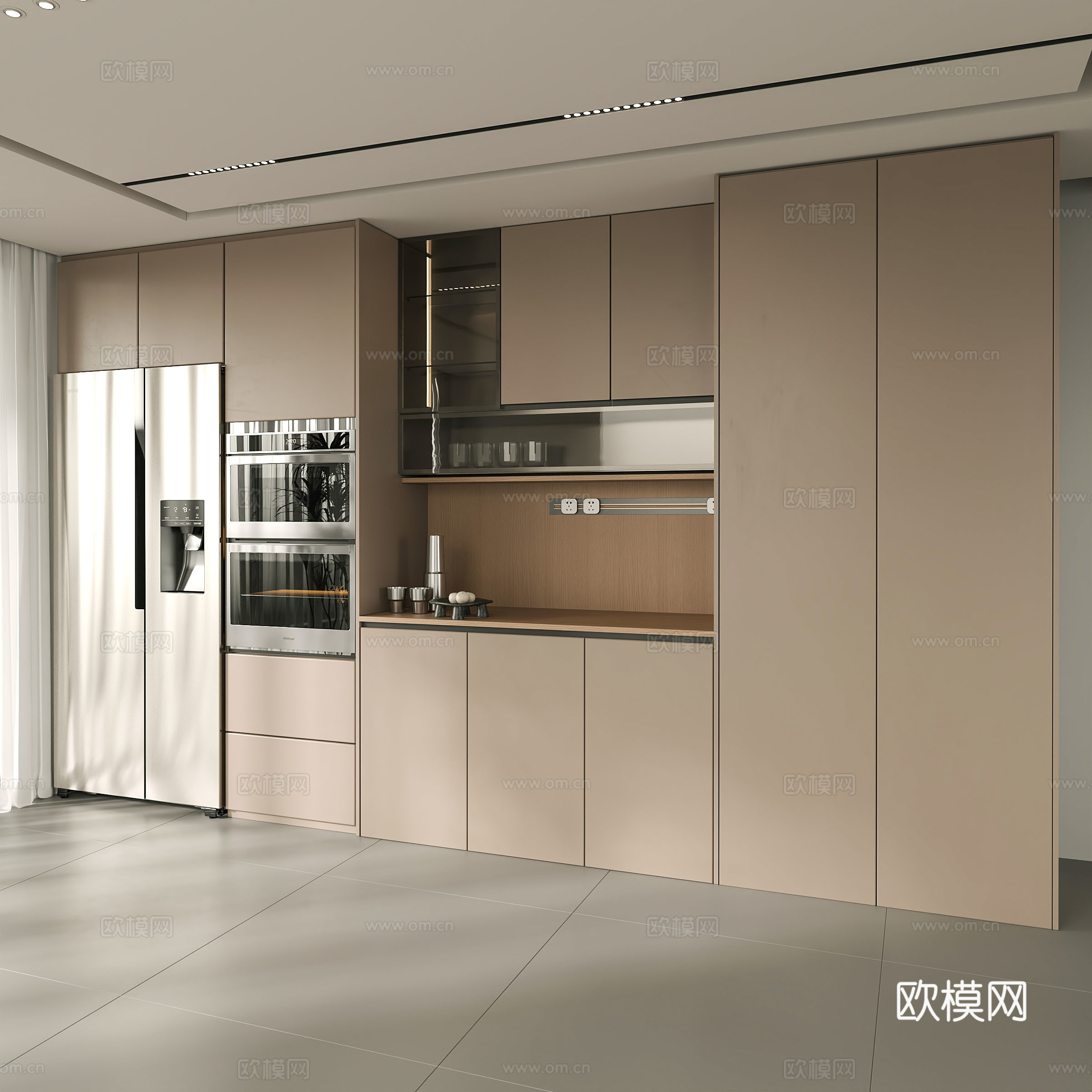 现代极简餐边柜3d模型