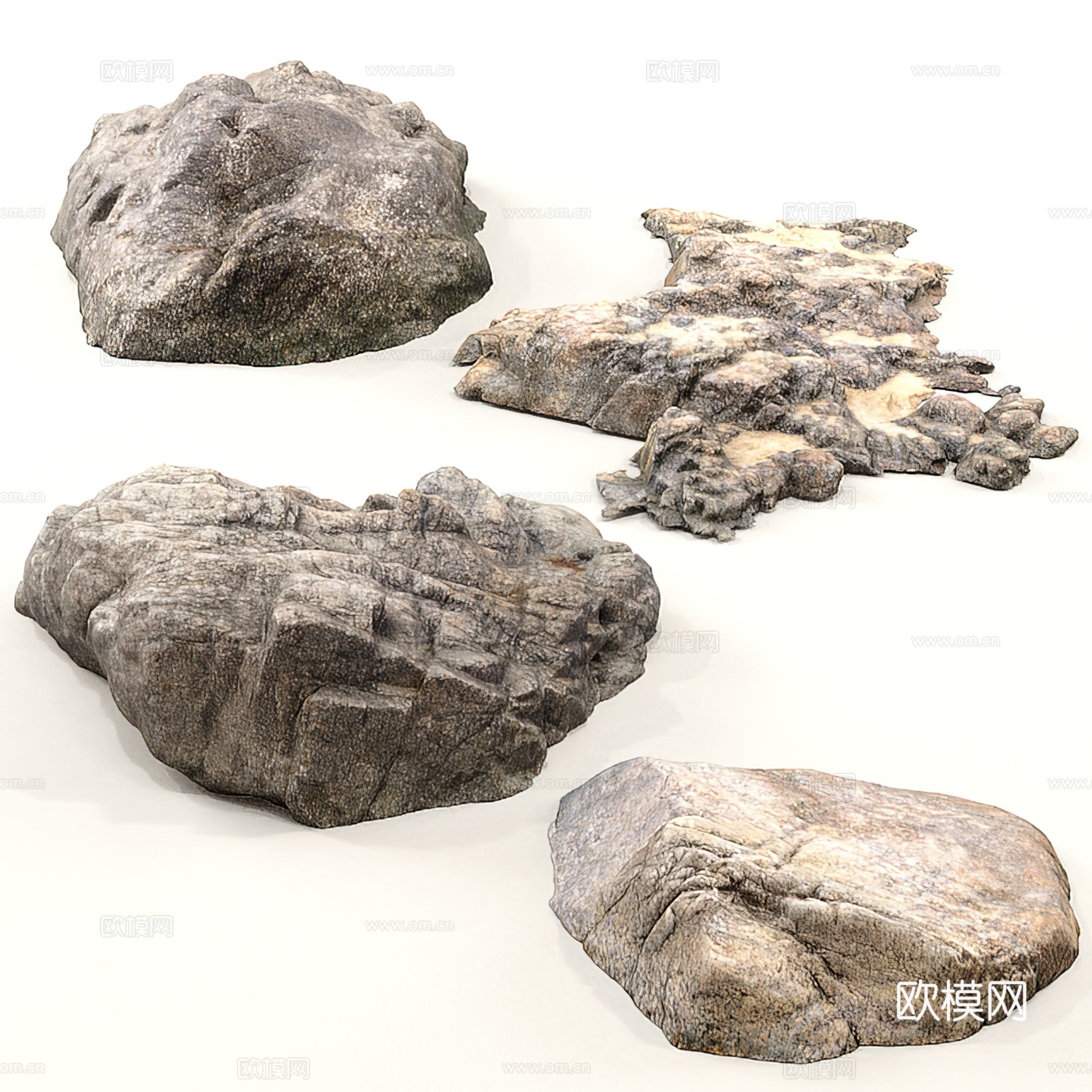 现代景观石 沙滩石 岩石3d模型