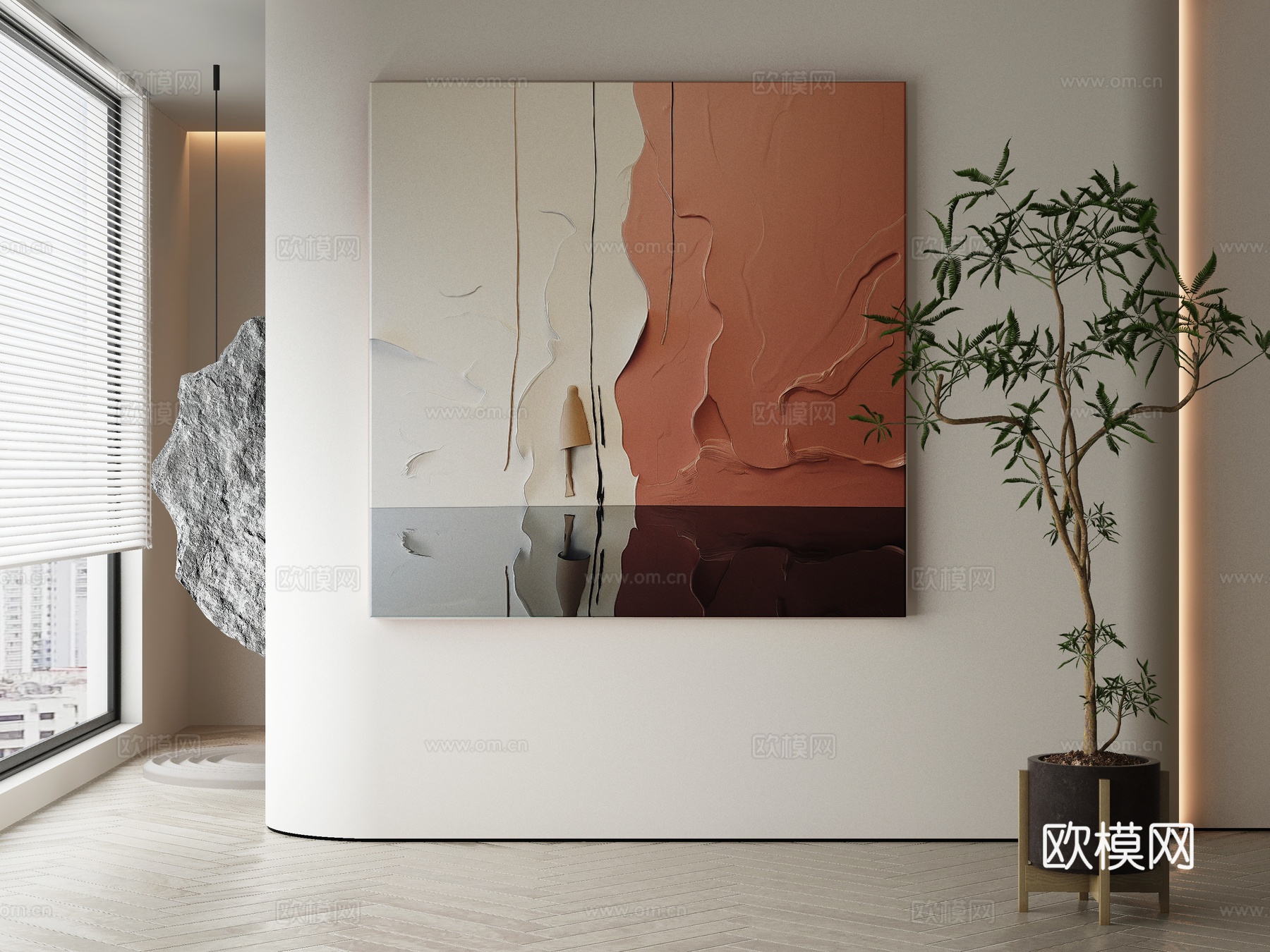 现代侘寂抽象挂画3d模型