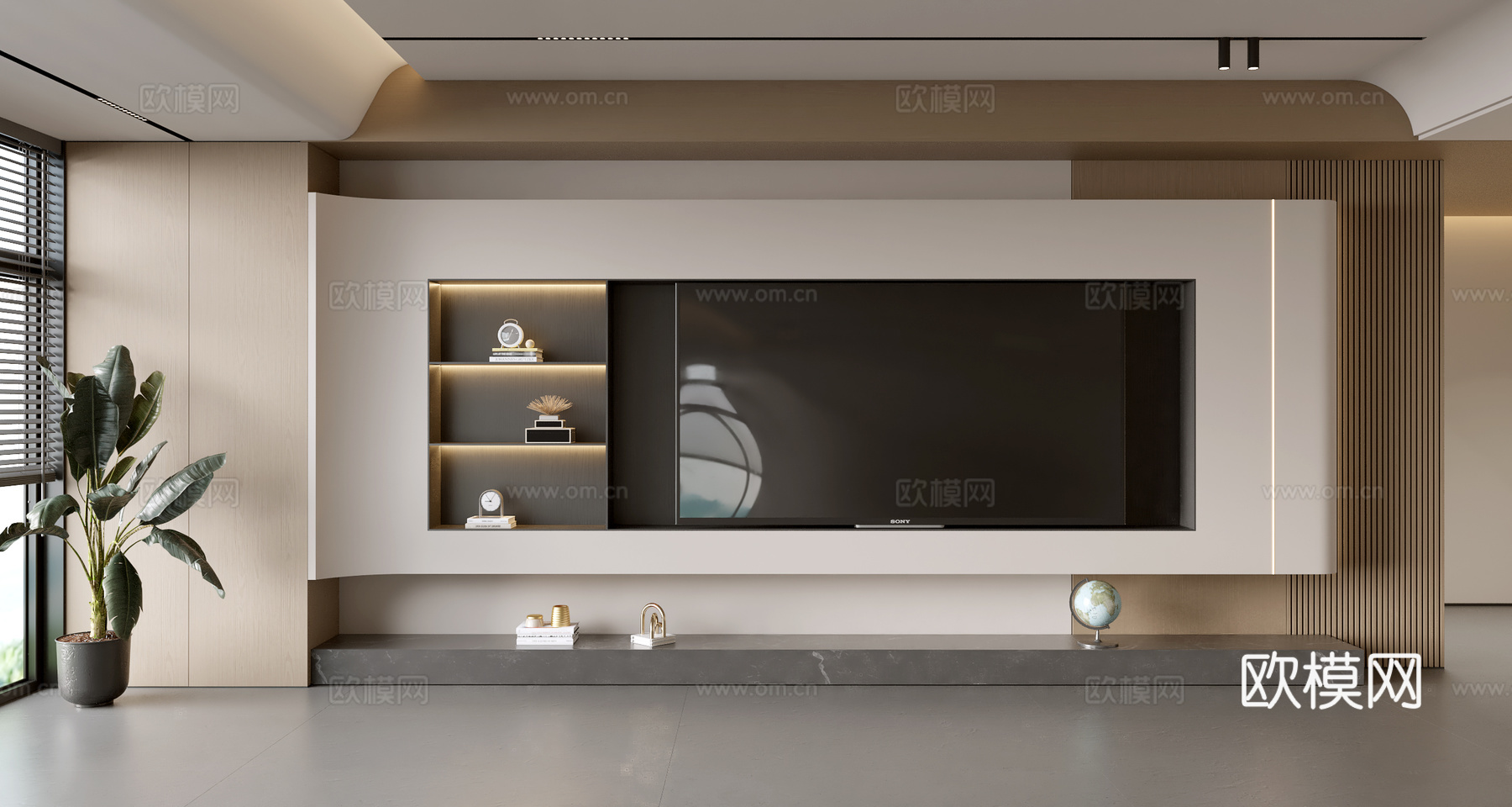 现代简约客厅 阳台柜 沙发组合 茶几 沙发背景墙3d模型