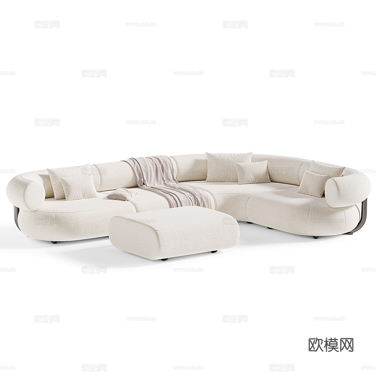 现代意式布艺组合休闲沙发3d模型