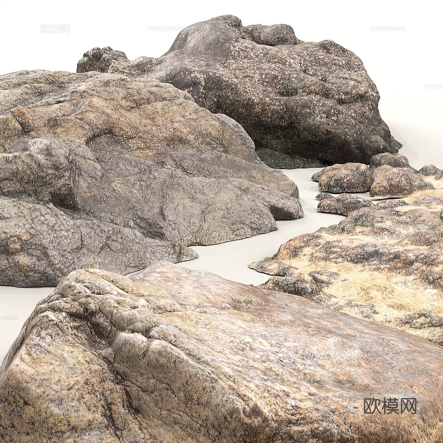 现代景观石 沙滩石 岩石3d模型