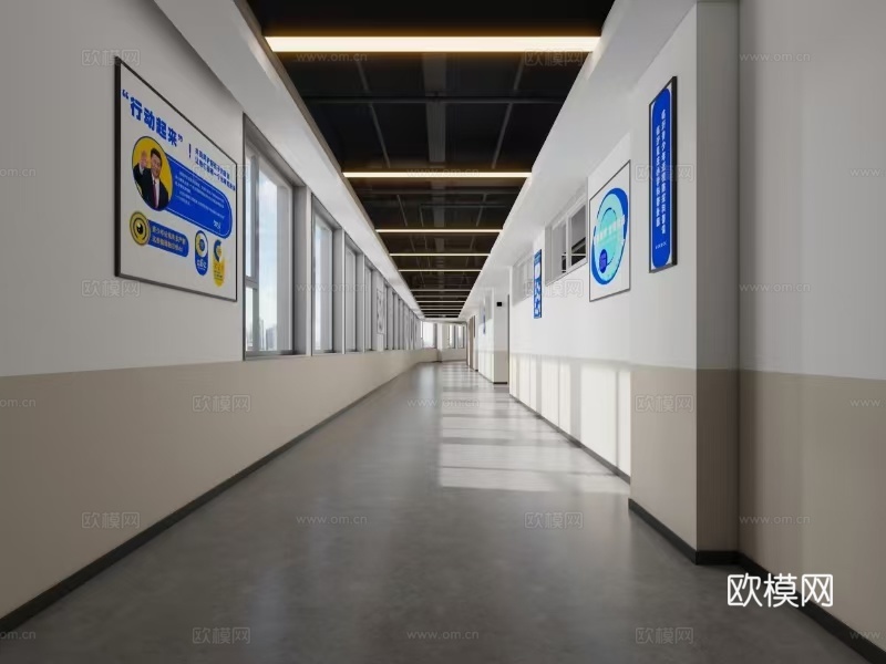 学校过道3d模型