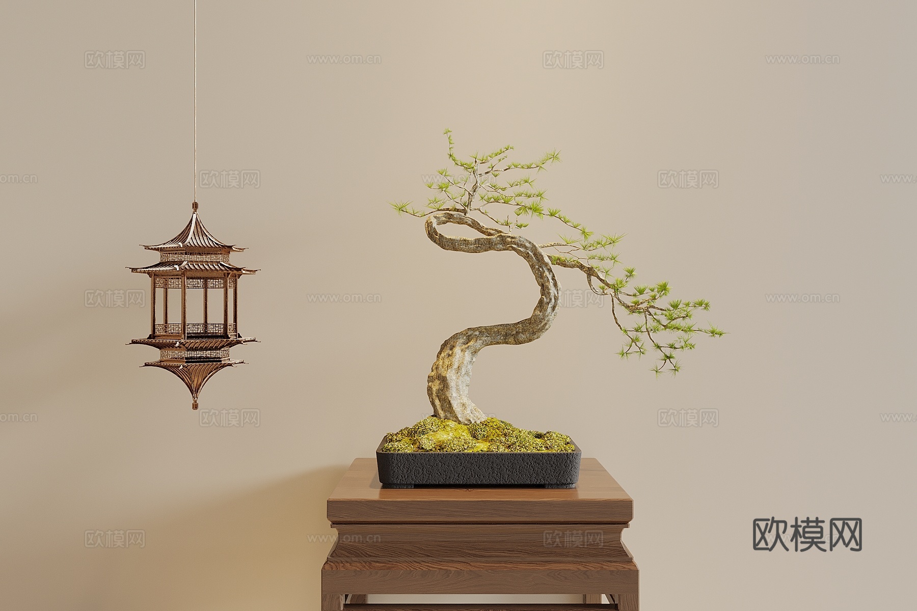 宋式盆景 新中式盆景 盆栽 绿植 植物 植物摆件3d模型