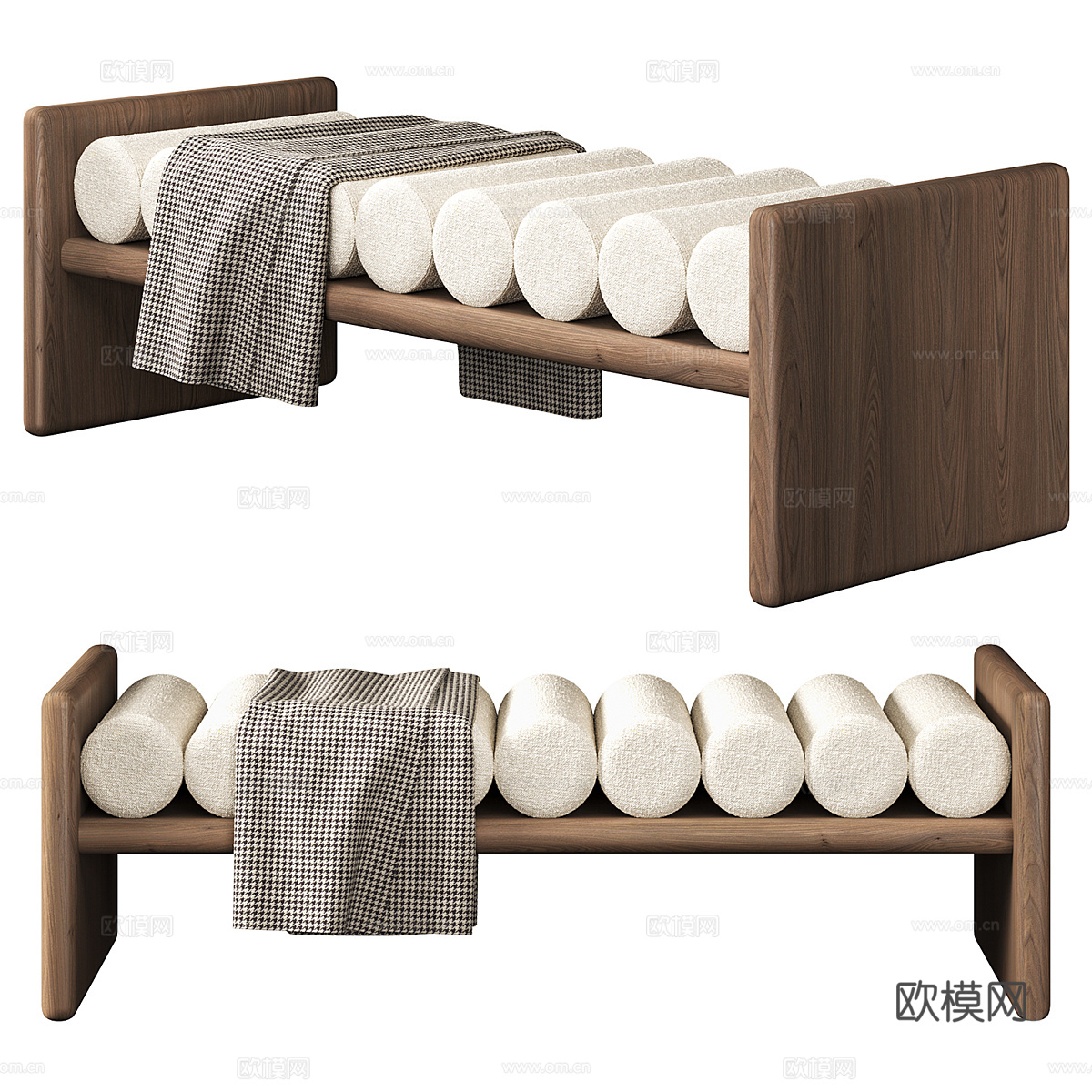 新中式 Silo Bench 筒仓长凳3d模型