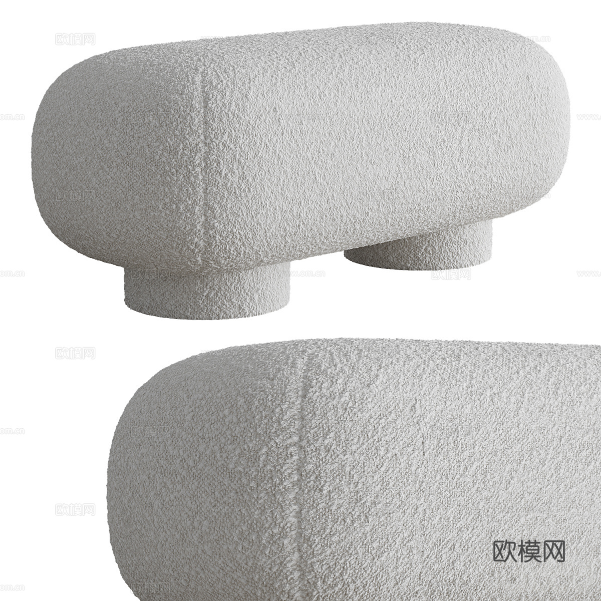 现代奶油风 Koto 长凳3d模型