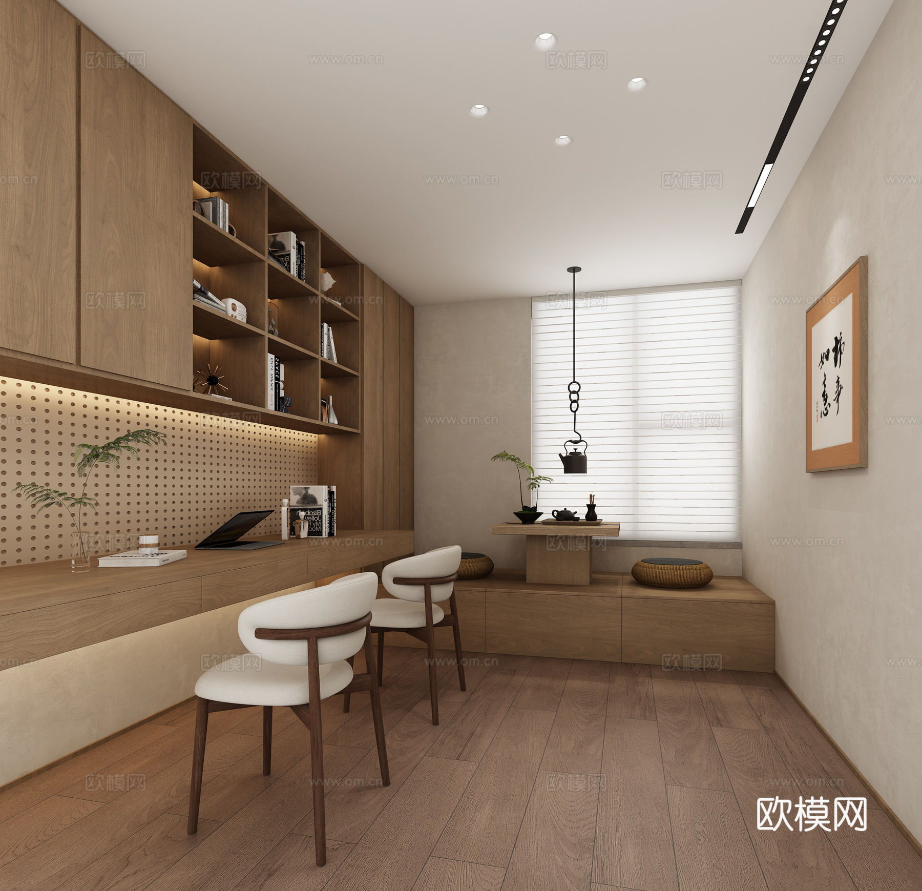 现代榻榻米书房3d模型