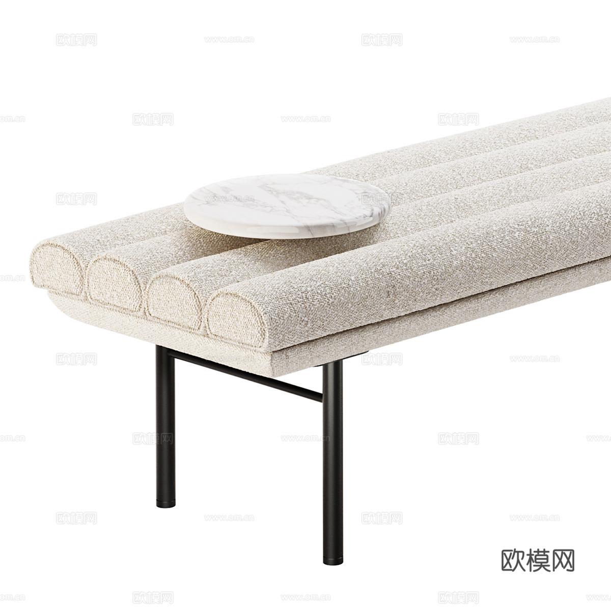 新中式 Pan Flute 长凳 床尾凳 条凳 床榻3d模型