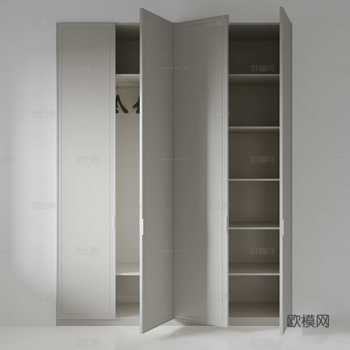 现代极简开门衣柜3d模型