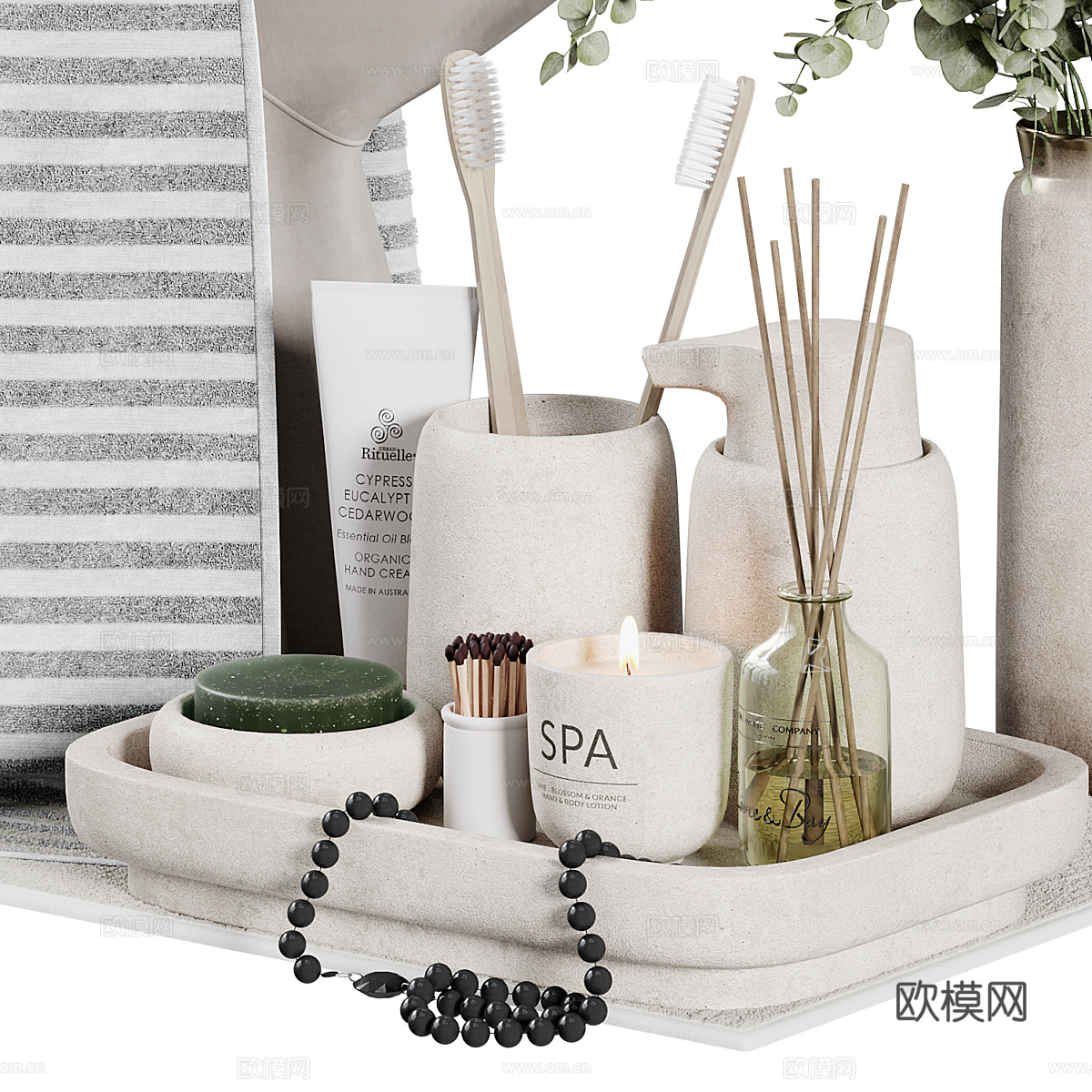 现代浴室洗护用品套装3d模型
