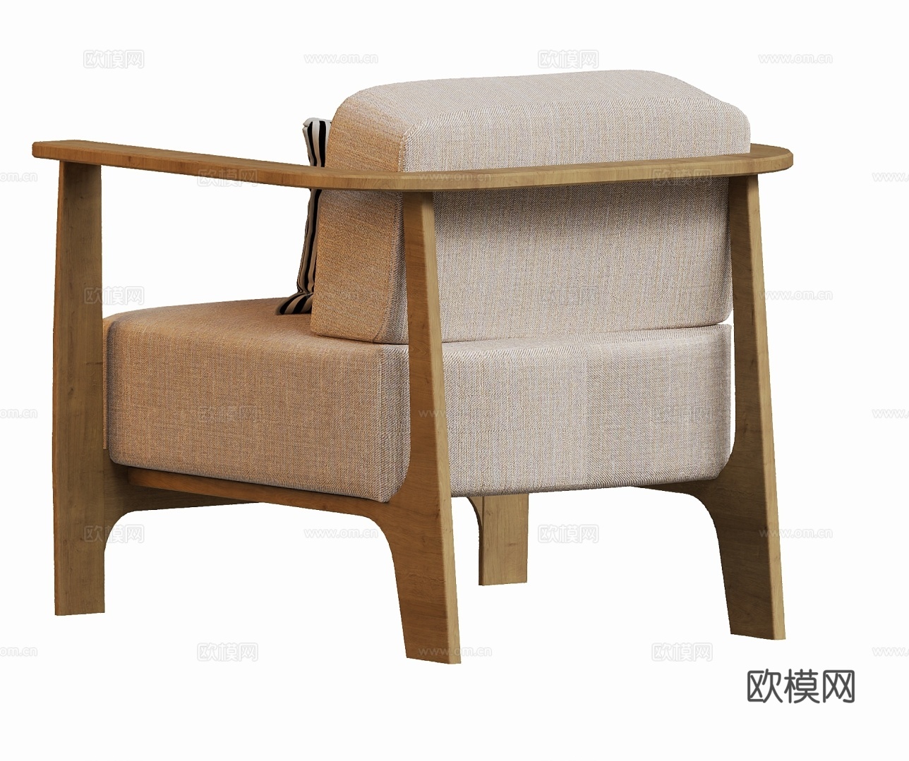 现代原木休闲椅沙发椅su模型