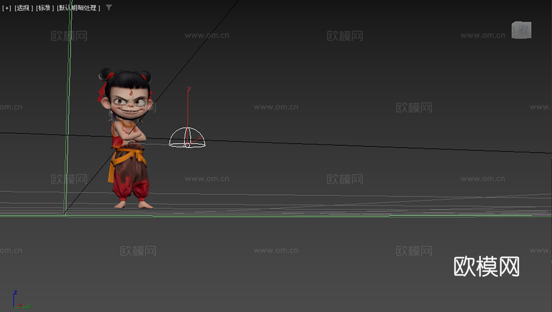 魔童哪吒微笑表情3d模型