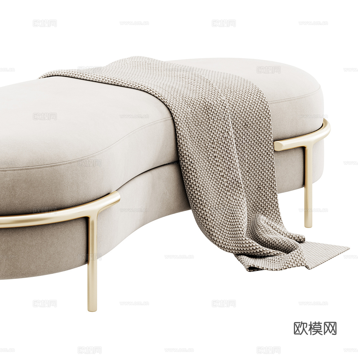 现代轻奢布艺沙发凳 脚凳3d模型