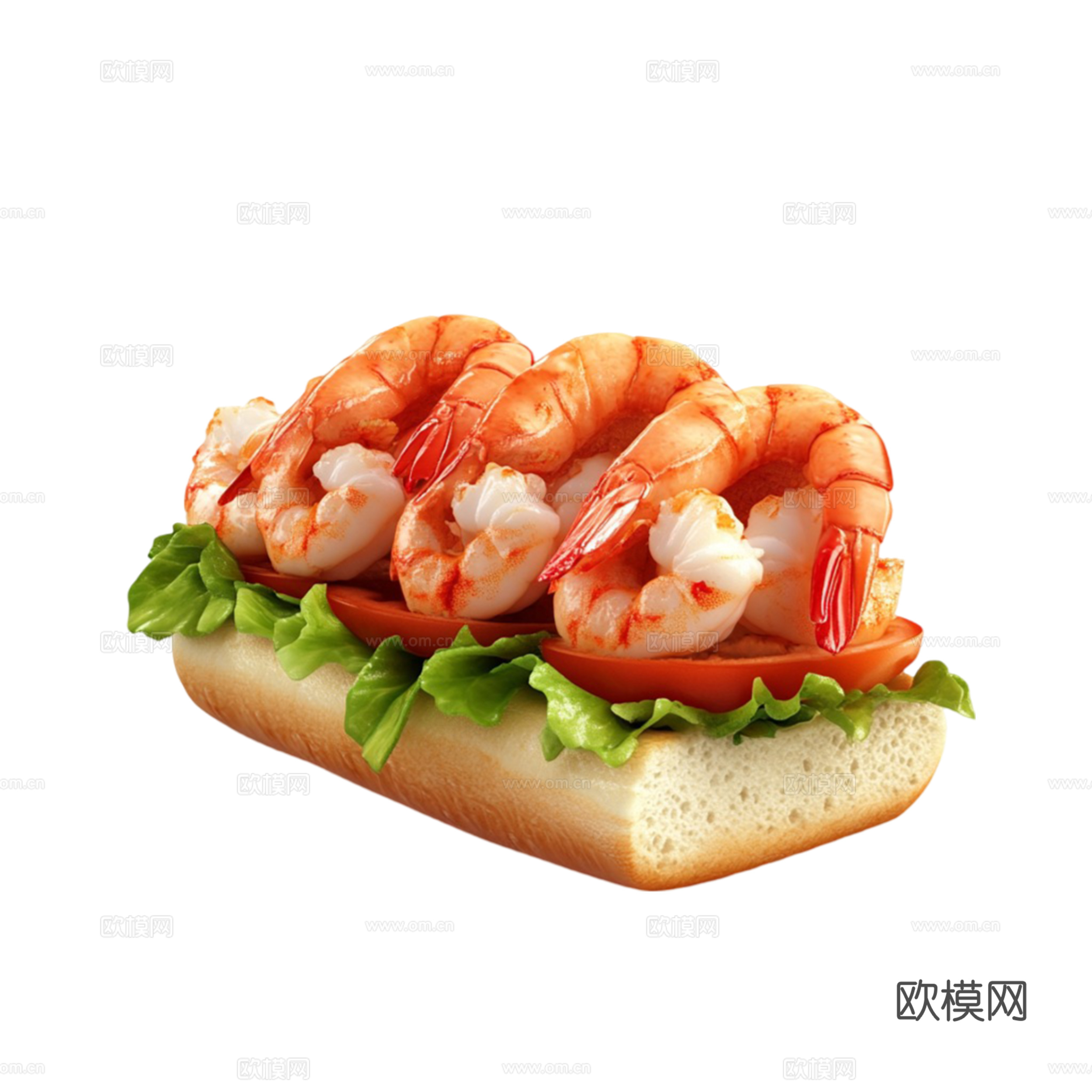 免抠虾 水煮虾 红虾 三明治 汉堡