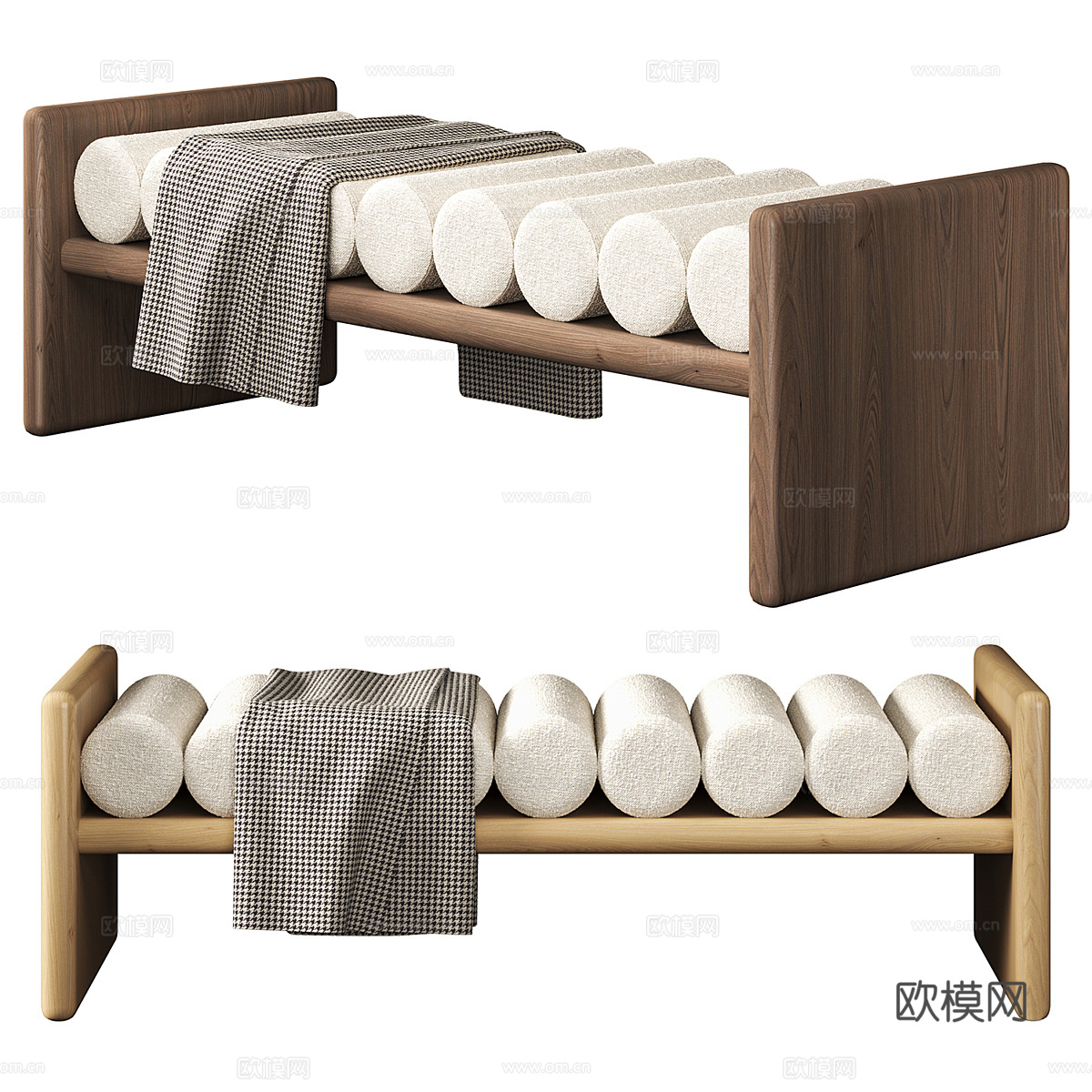 新中式 Silo Bench 筒仓长凳3d模型