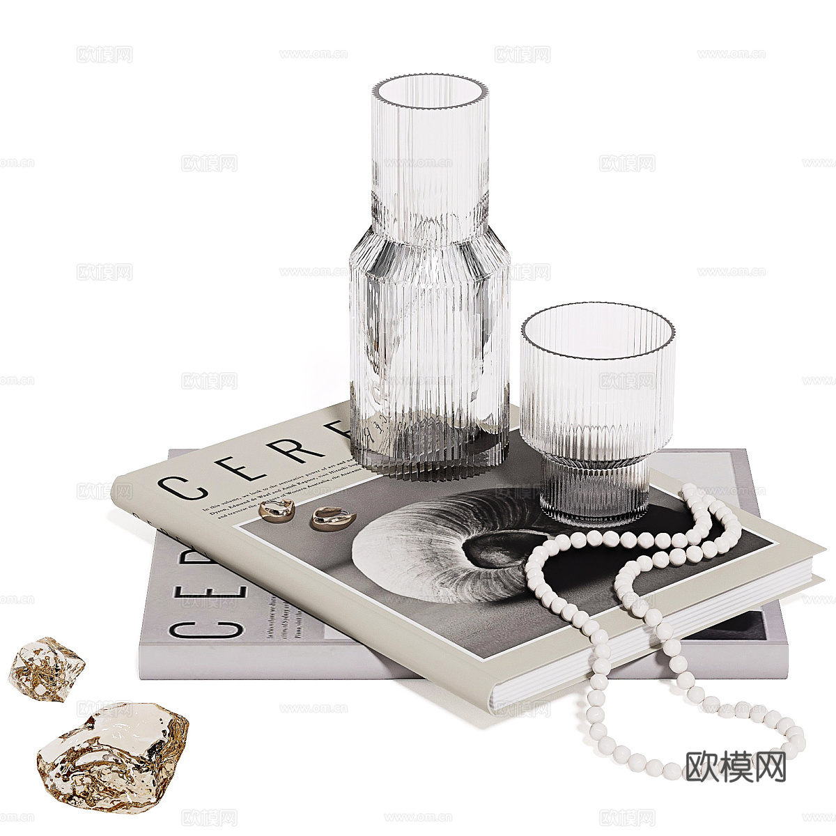 现代奶油风饰品摆件组合3d模型