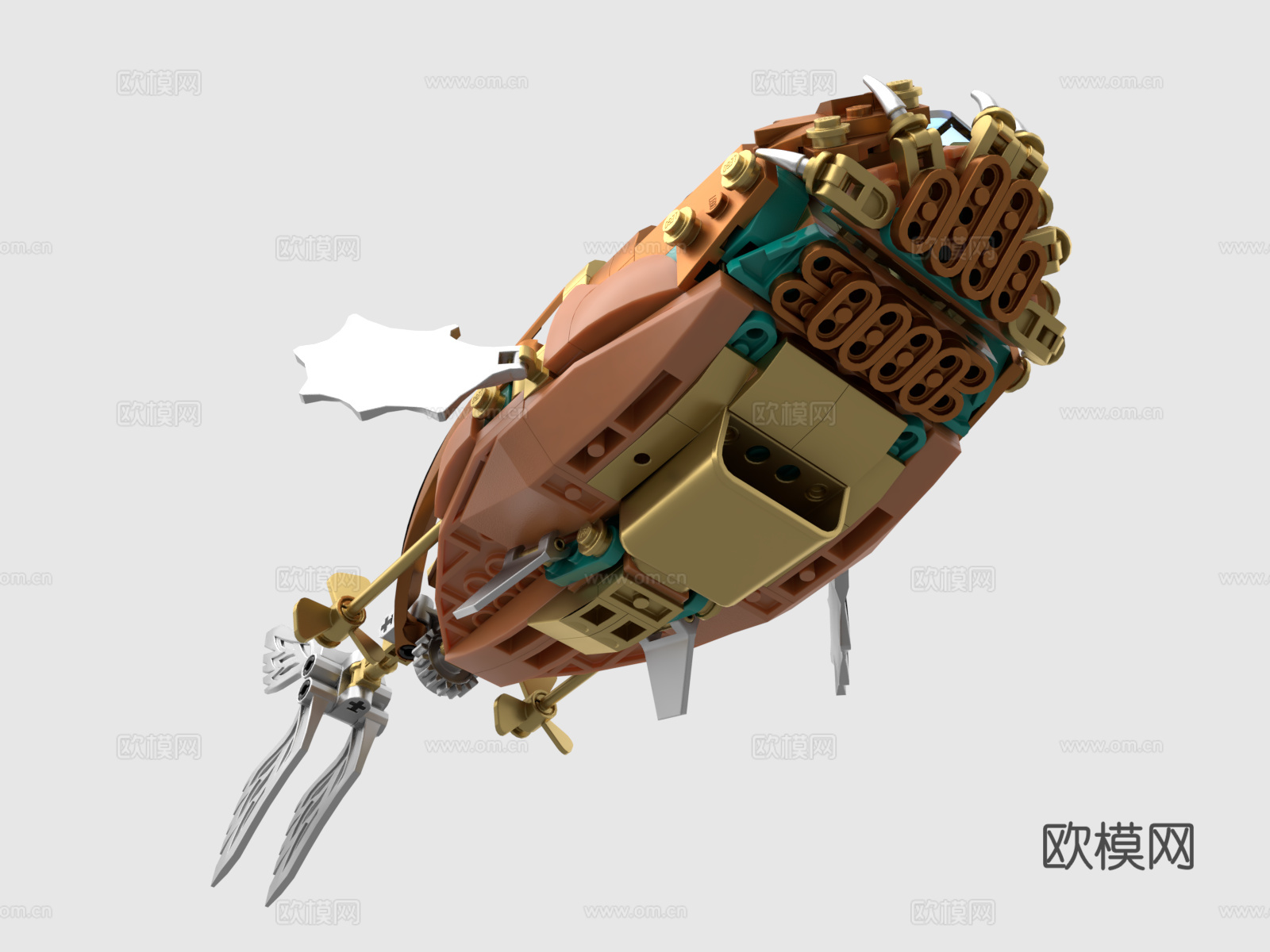 乐高 LEGO 玩具 积木 卡通潜水艇 安康鱼 蒸汽朋克3d模型