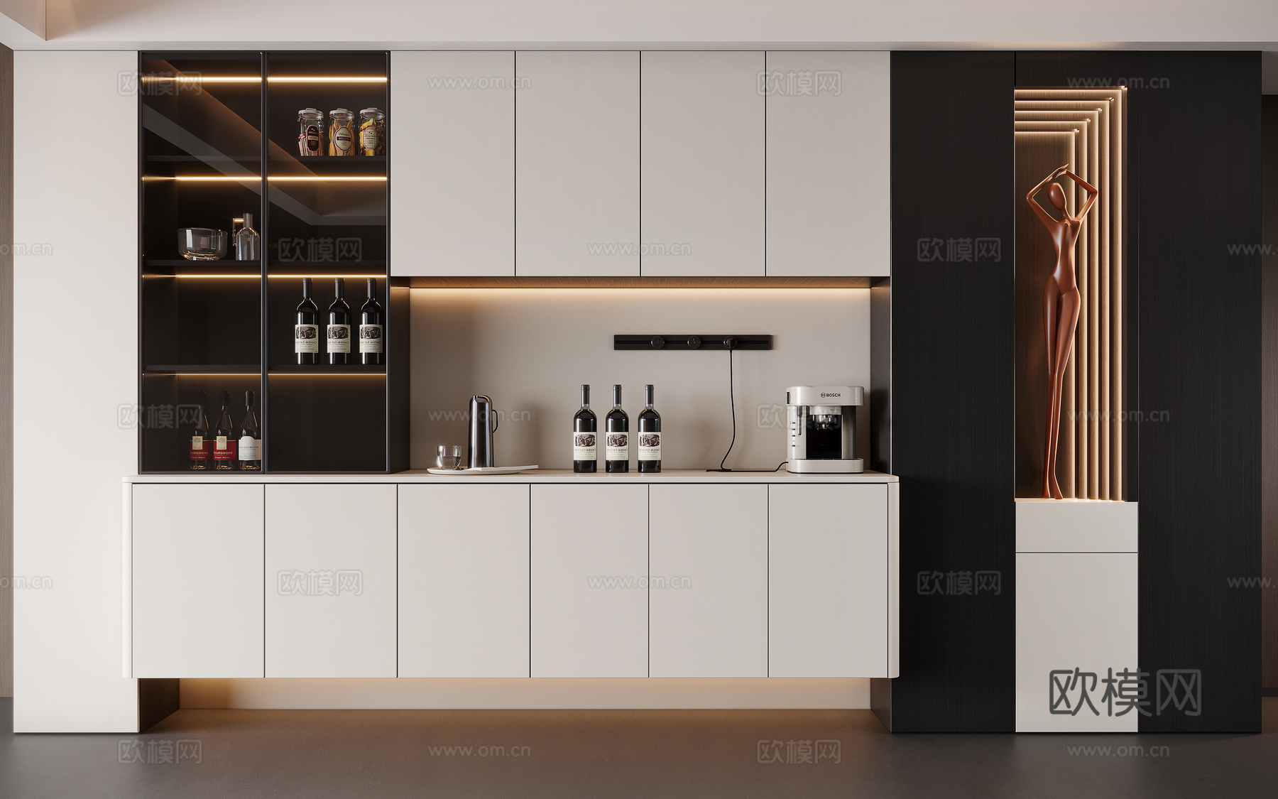 现代意式酒柜 餐边柜3d模型下载