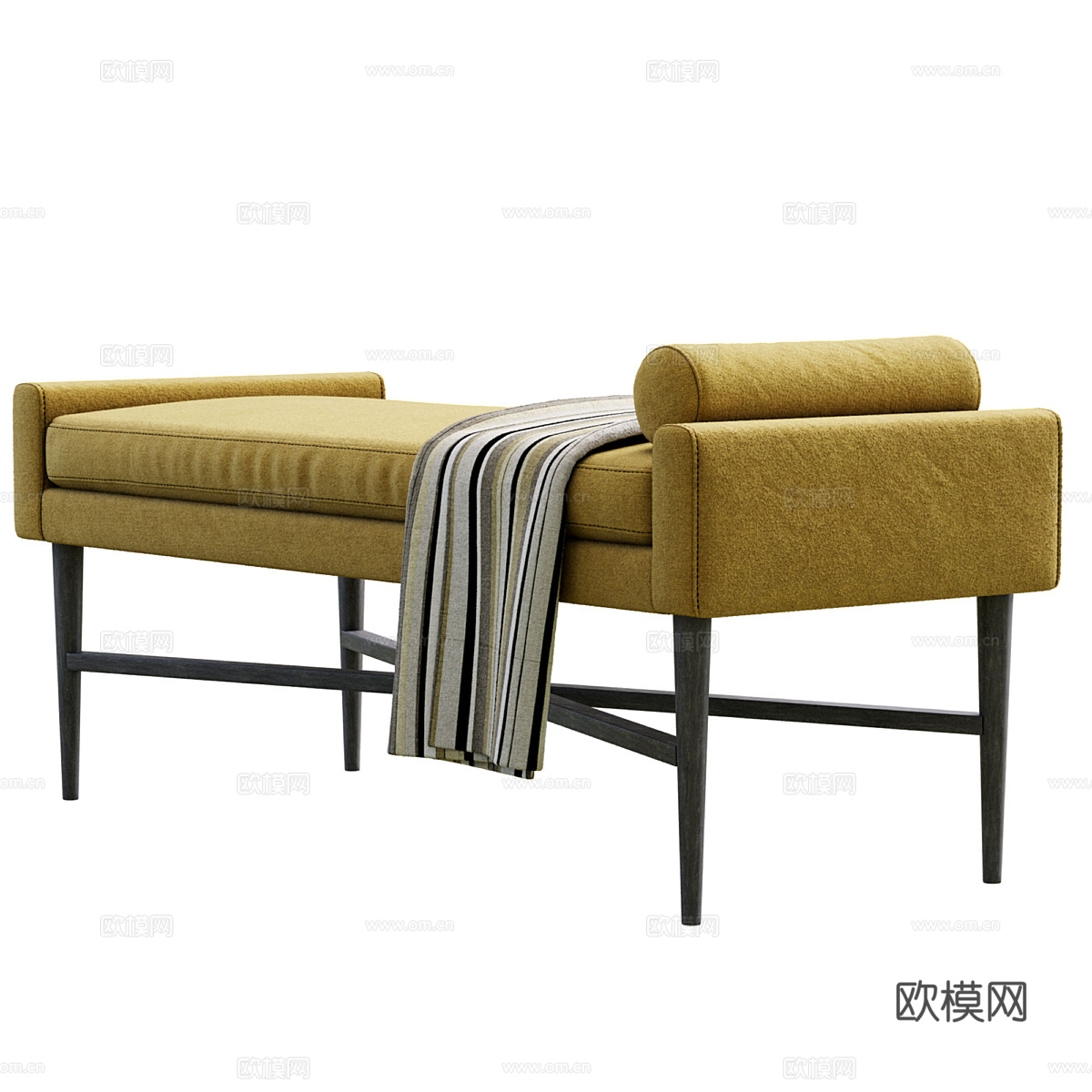 新中式 Glasgow 长凳 条凳 床尾凳 床榻3d模型