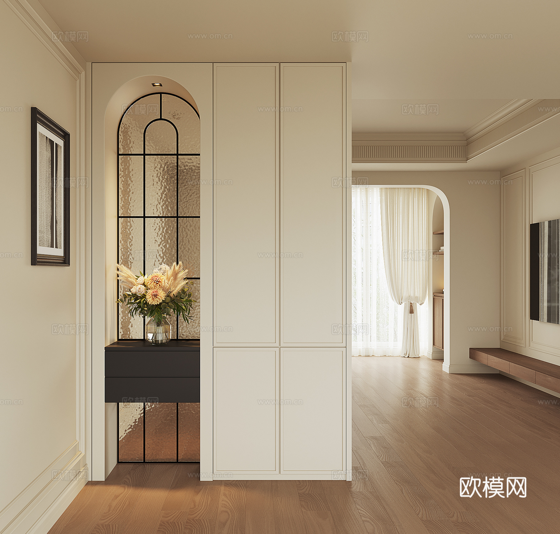 现代法式入户鞋柜3d模型