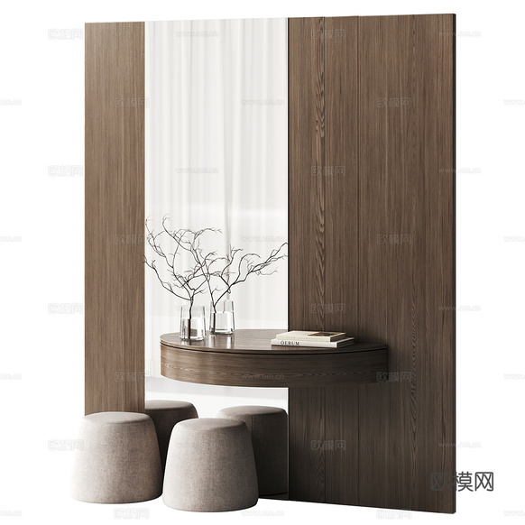 现代意式极简梳妆台3d模型下载(渲染图2)