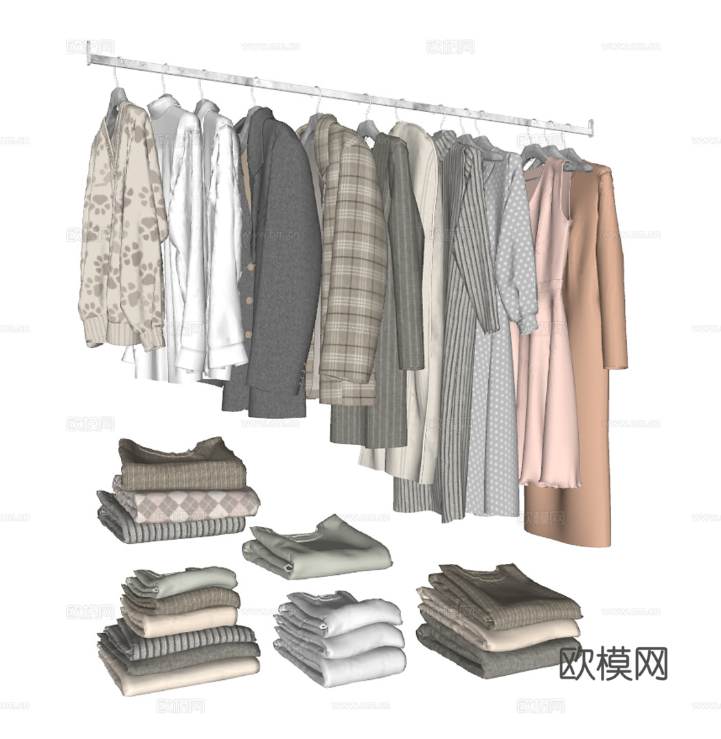 现代衣服 衣柜挂件 年轻服饰 毛衣 西装su模型