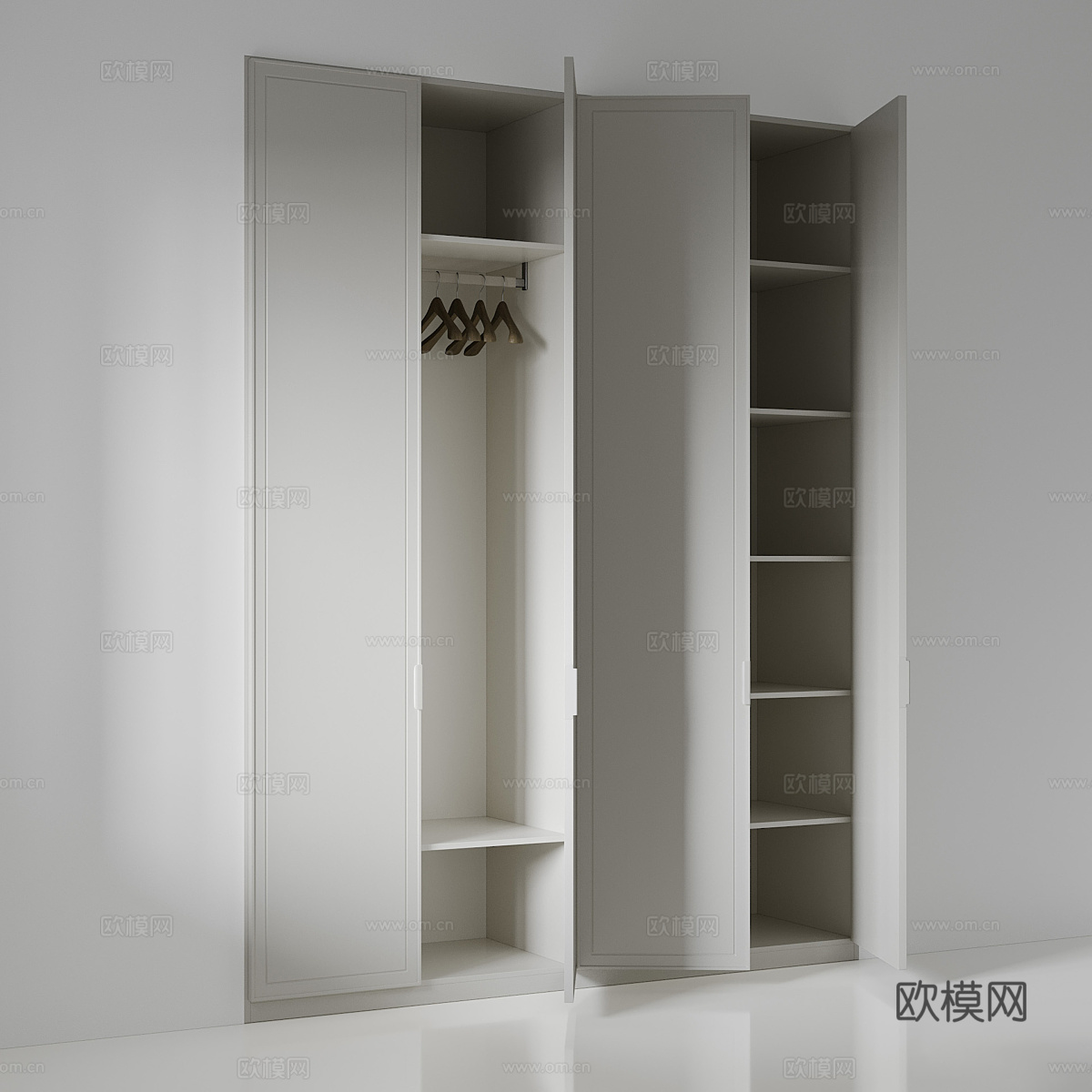 现代极简开门衣柜3d模型