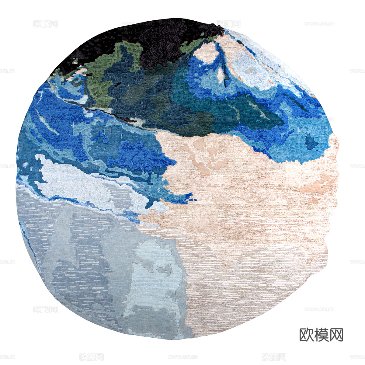 新中式布艺地毯3d模型
