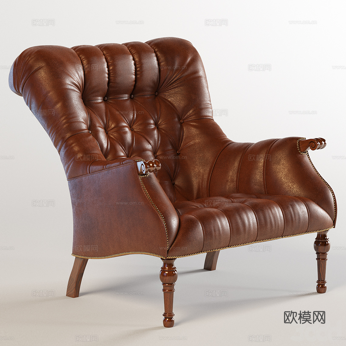 单人皮沙发3d模型