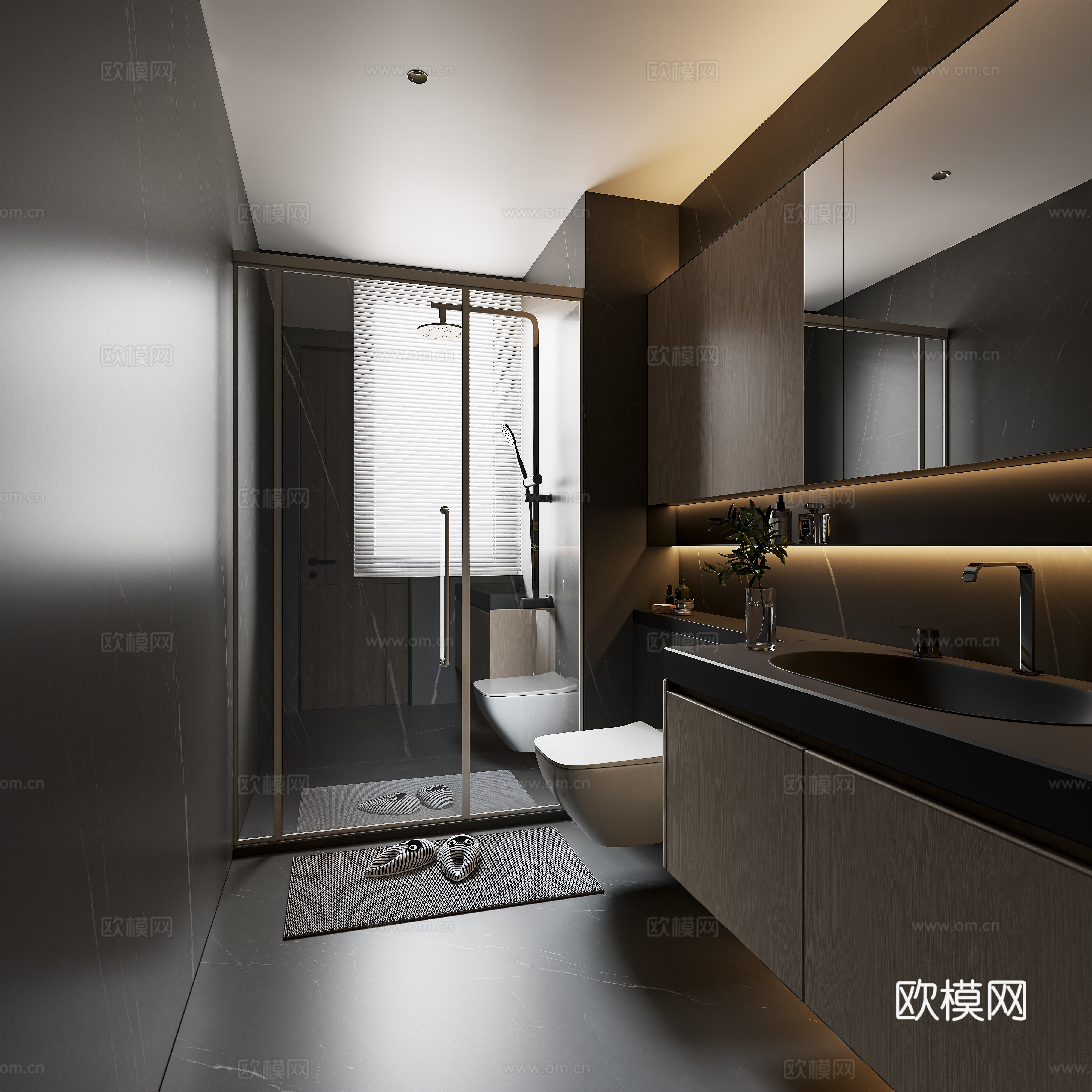 现代意式卫生间3d模型
