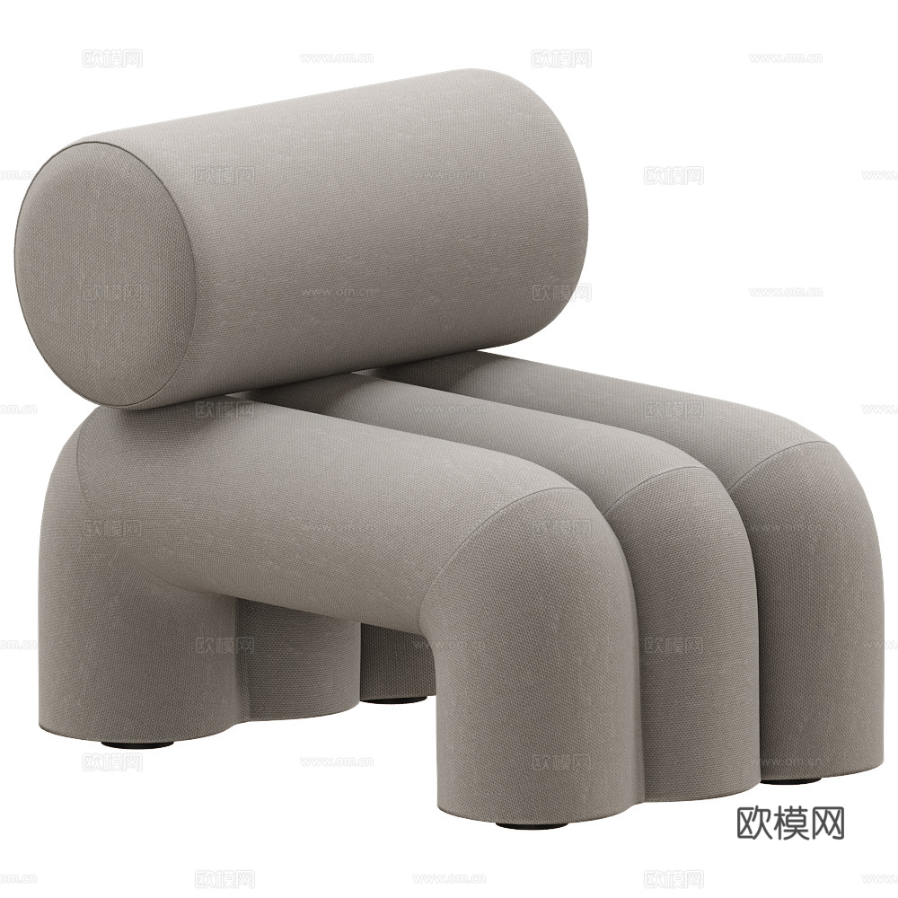 现代奶油风布艺休闲椅3d模型