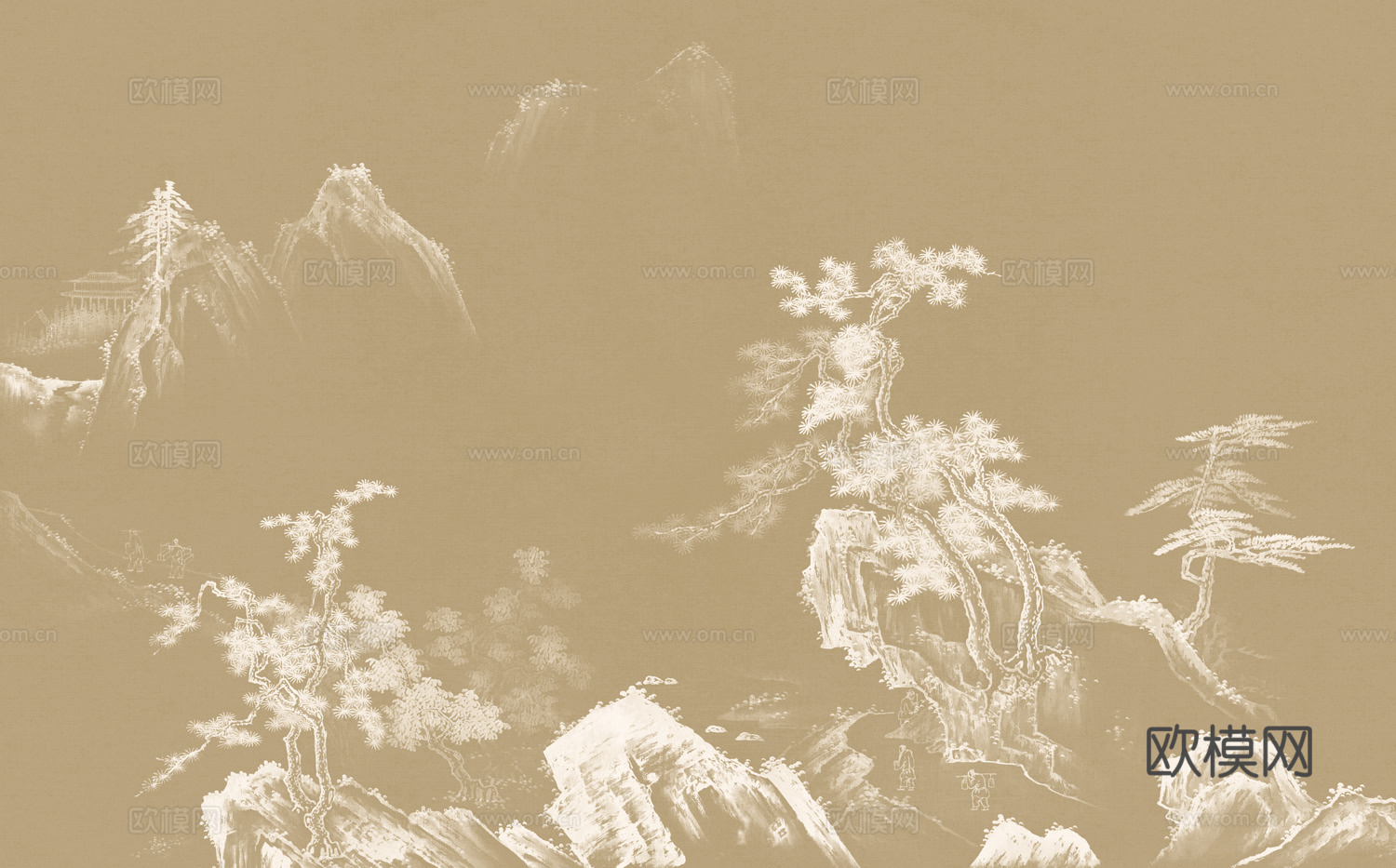 高清新中式中式山水意境壁纸壁画
