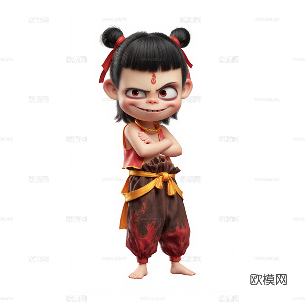 魔童哪吒微笑表情3d模型