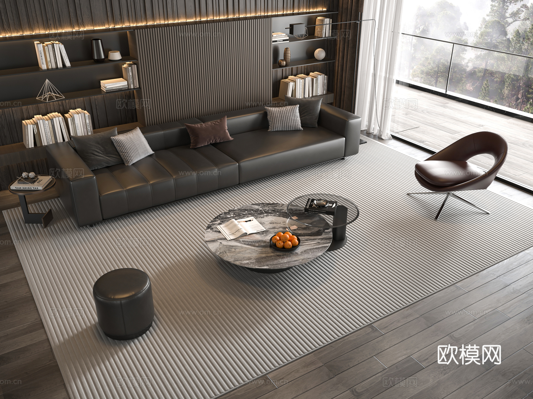Minotti现代意式沙发茶几组合3d模型