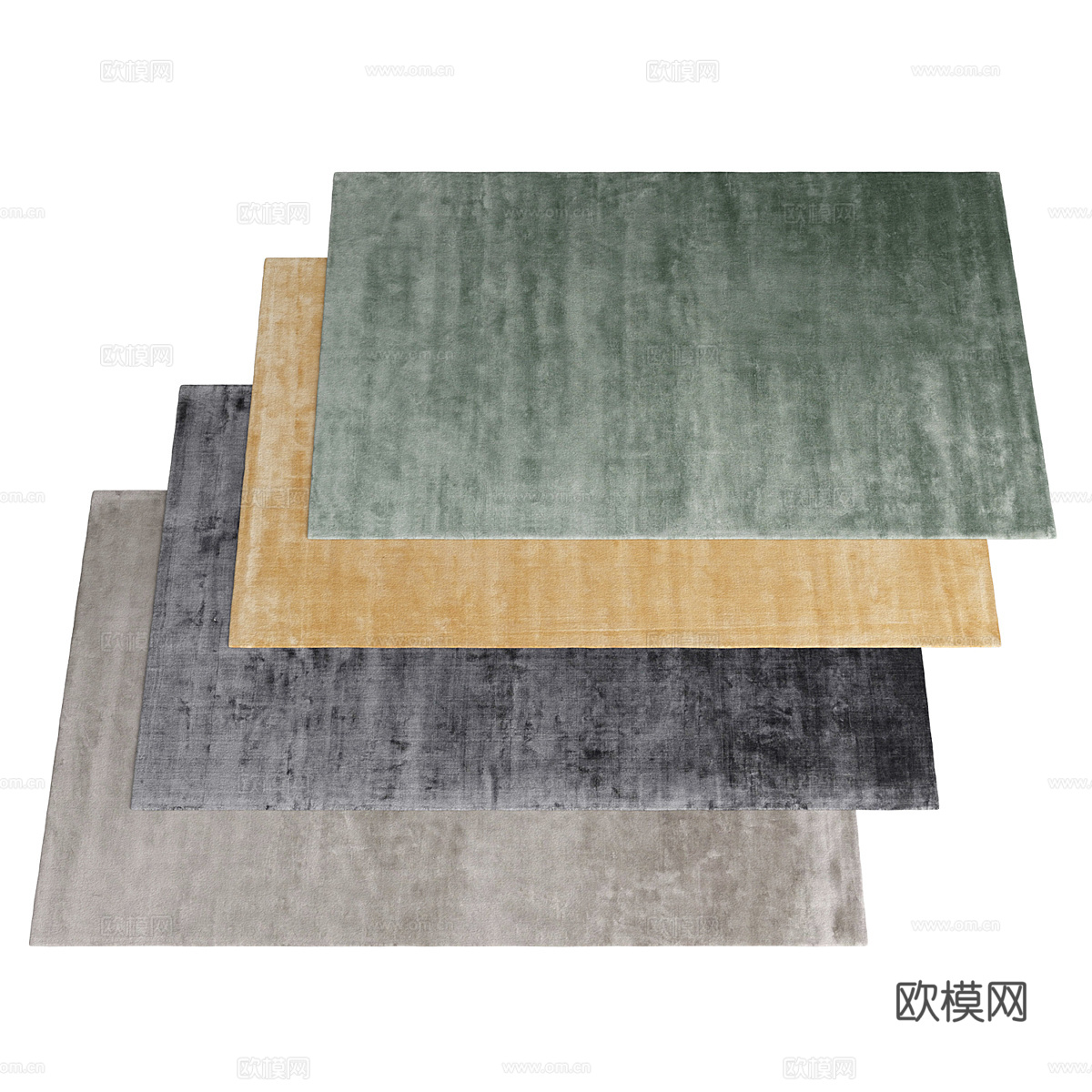 新中式布艺地毯3d模型