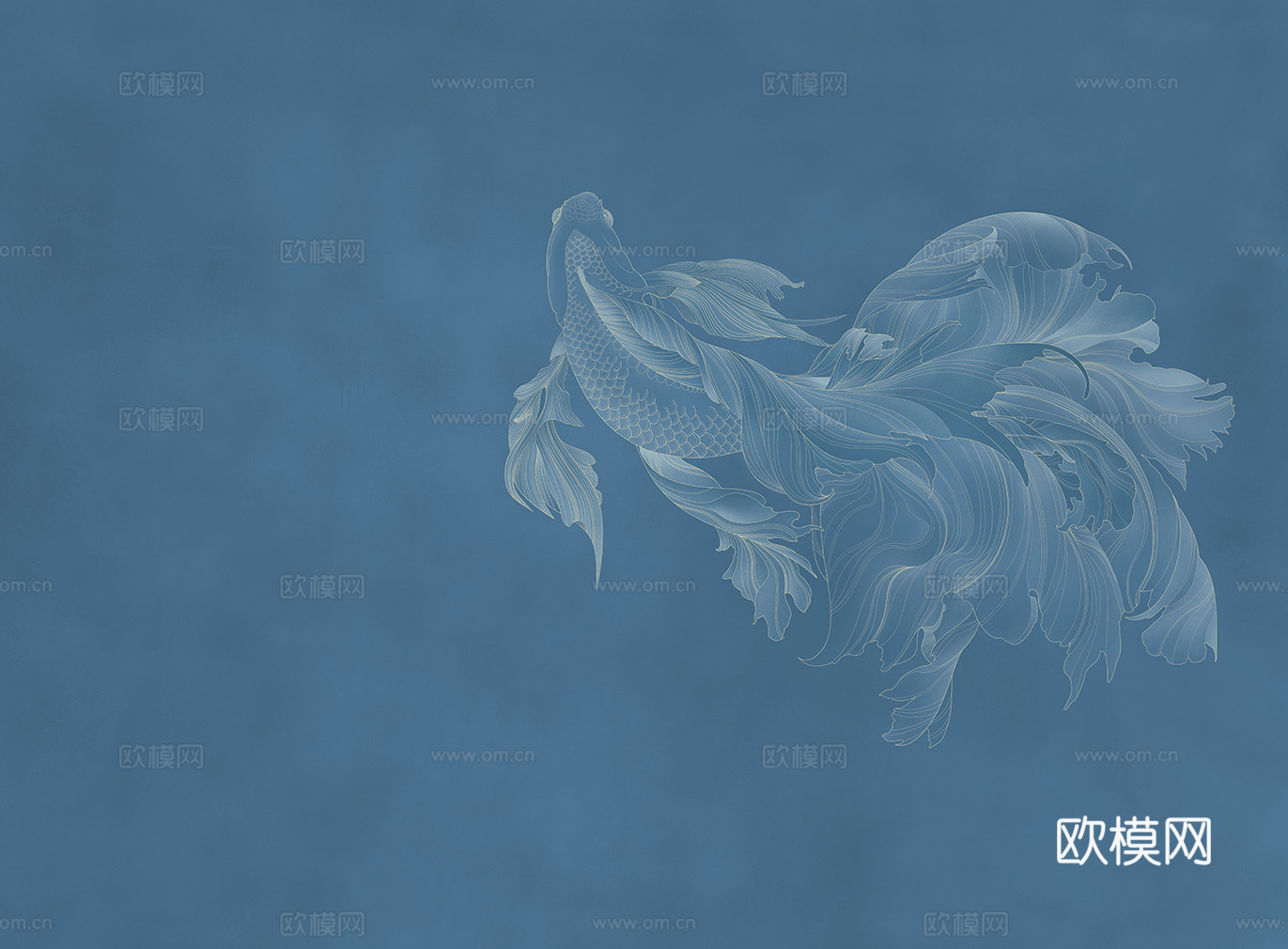 高清新中式中式锦鲤意境壁纸壁画装饰画