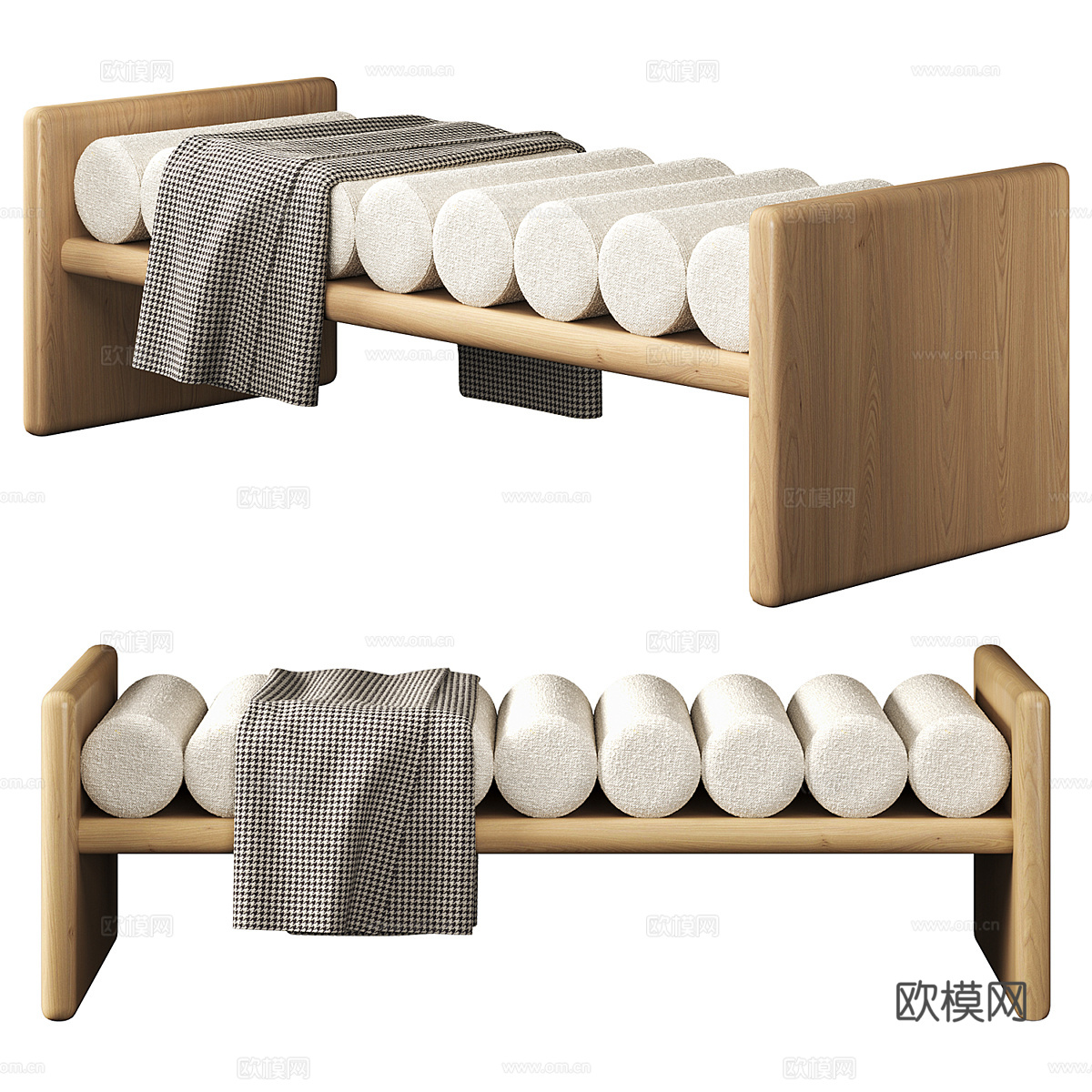 新中式 Silo Bench 筒仓长凳3d模型