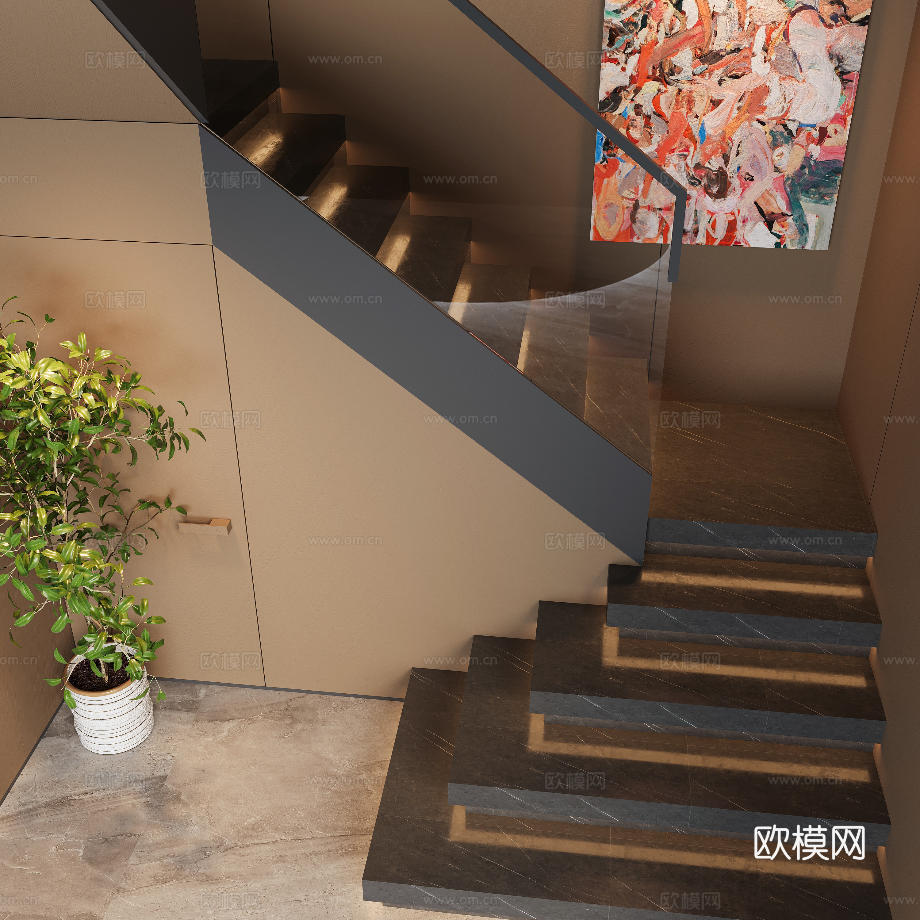 楼梯间 现代楼梯间 意式楼梯间 别墅楼梯间 复式楼梯间 楼梯3d模型