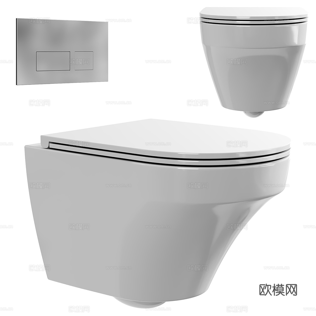 现代壁挂式马桶3d模型