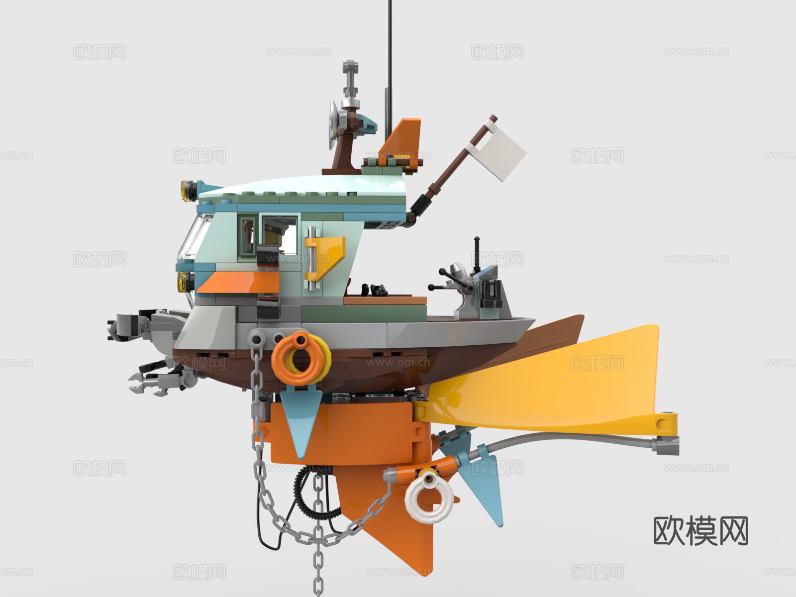 乐高 LEGO 玩具 积木 飞空艇 船 蒸汽朋克3d模型