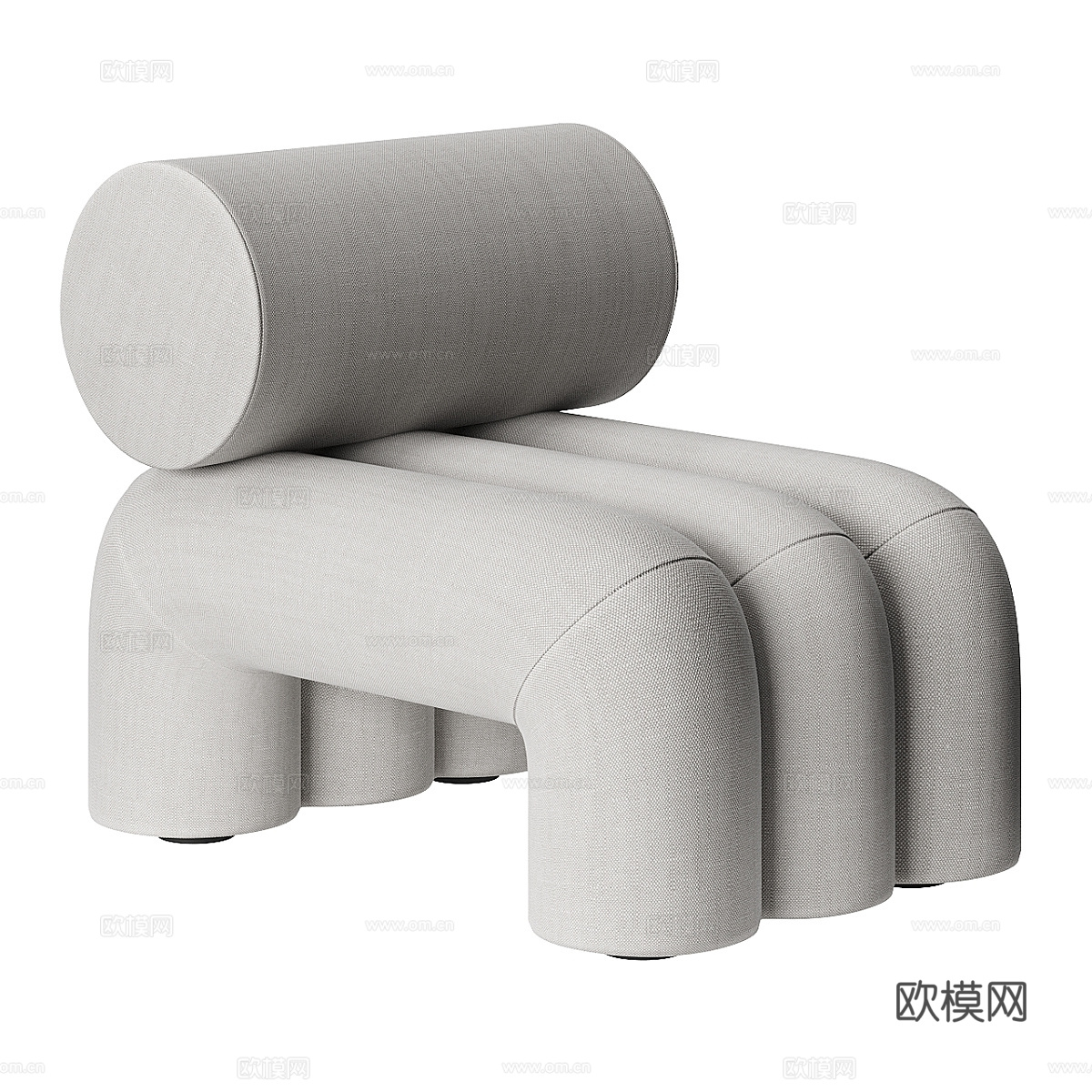 现代奶油风布艺休闲椅3d模型