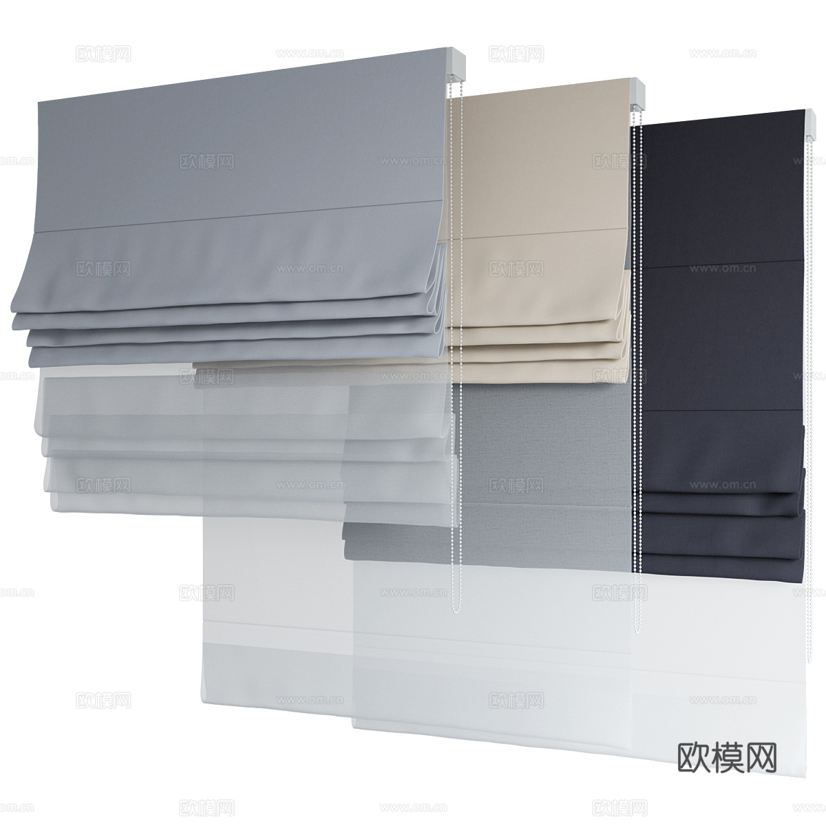 现代布艺罗马帘3d模型