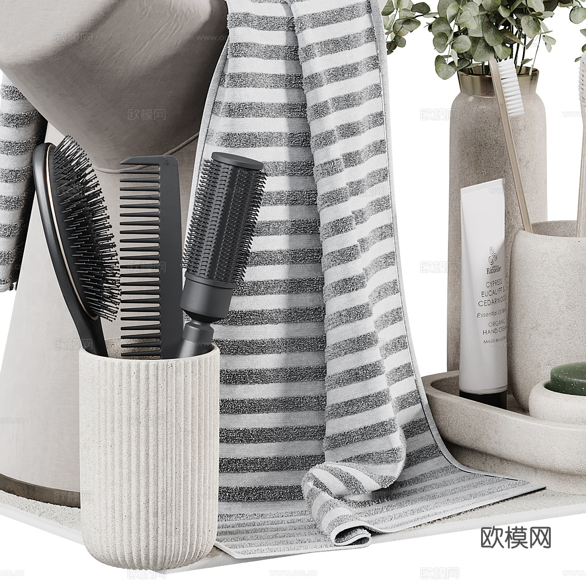 现代浴室洗护用品套装3d模型