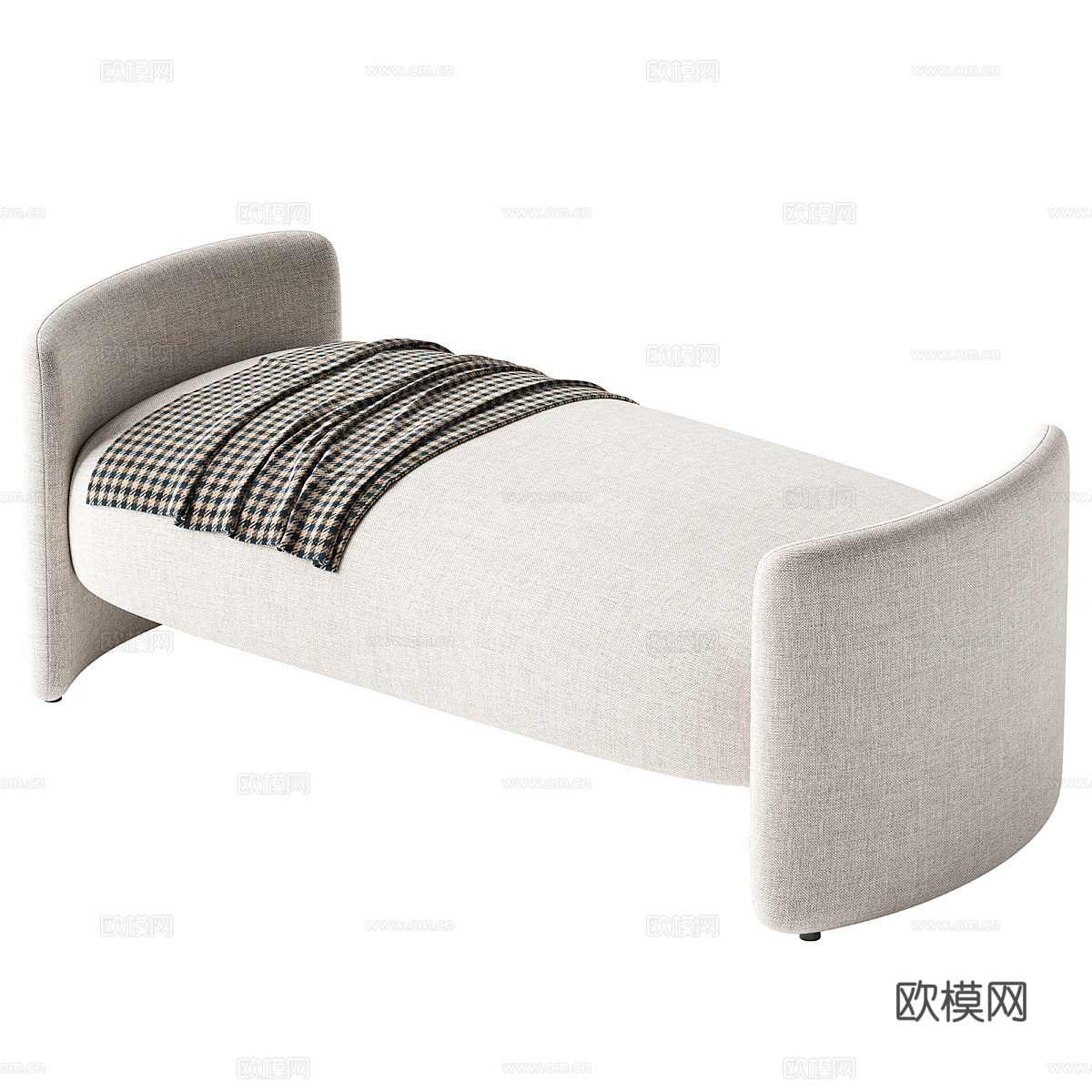 现代奶油风 Lyon 布艺长凳3d模型