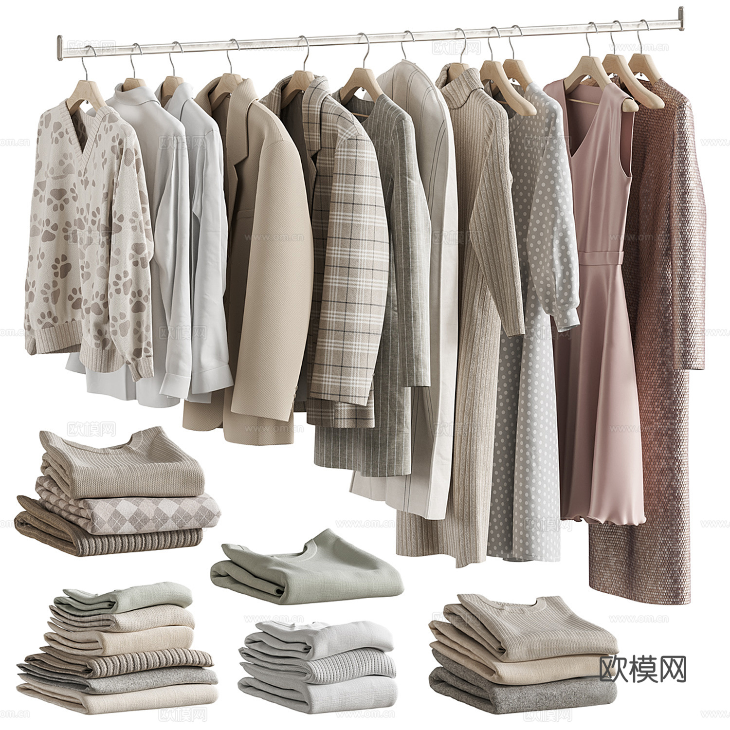 现代衣服 衣柜挂件 年轻服饰 毛衣 西装su模型