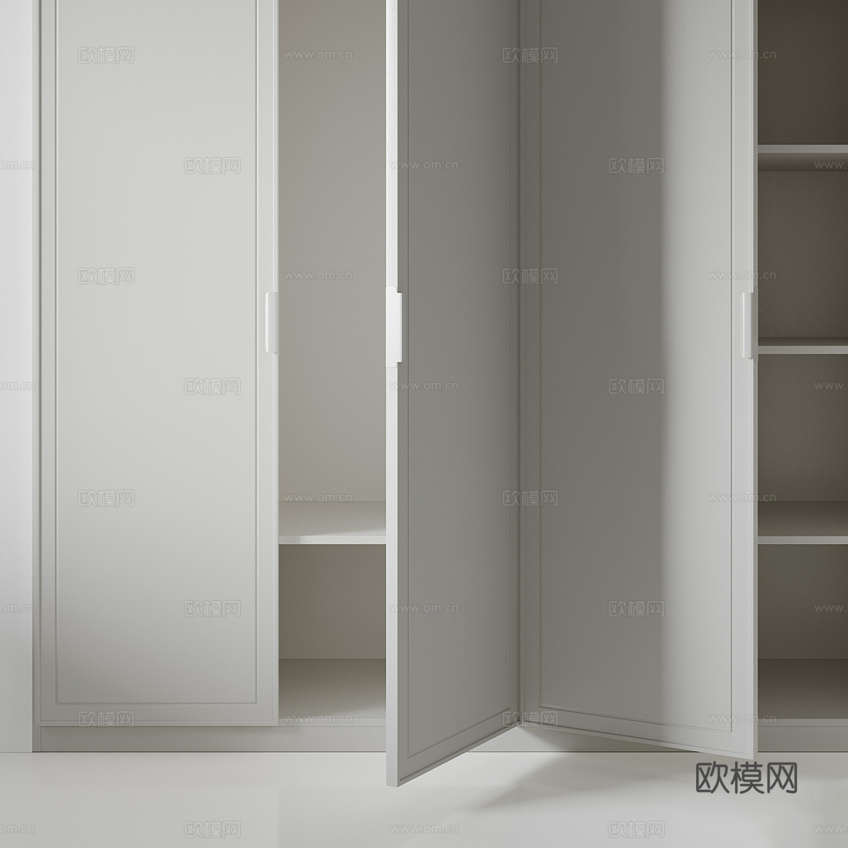 现代极简开门衣柜3d模型