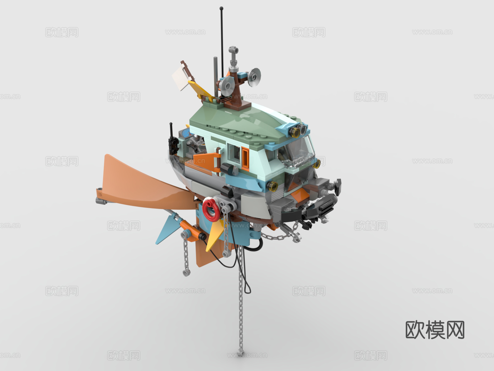 乐高 LEGO 玩具 积木 飞空艇 船 蒸汽朋克3d模型
