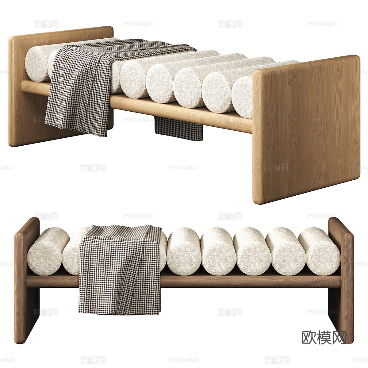 新中式 Silo Bench 筒仓长凳3d模型