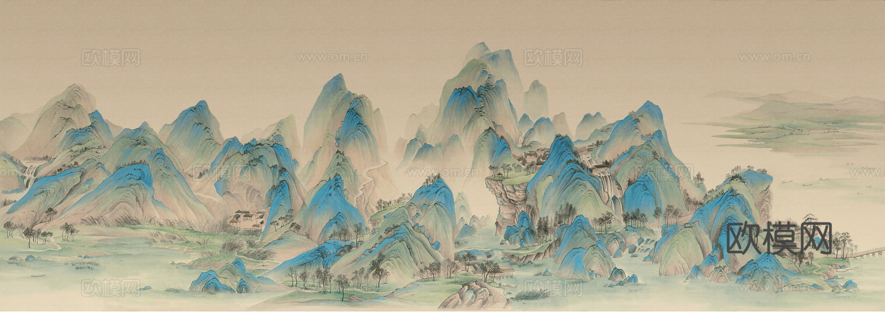 中式千里江山壁画